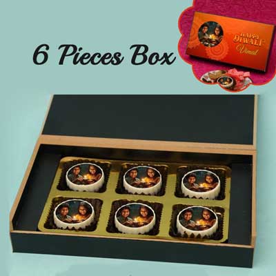 "Personalised chocolate Box (6pcs) - code PD05(Diwali)(Photo) - Click here to View more details about this Product